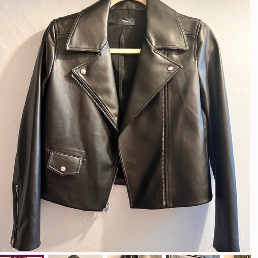 Black theory faux Leather Women's bomber jacket